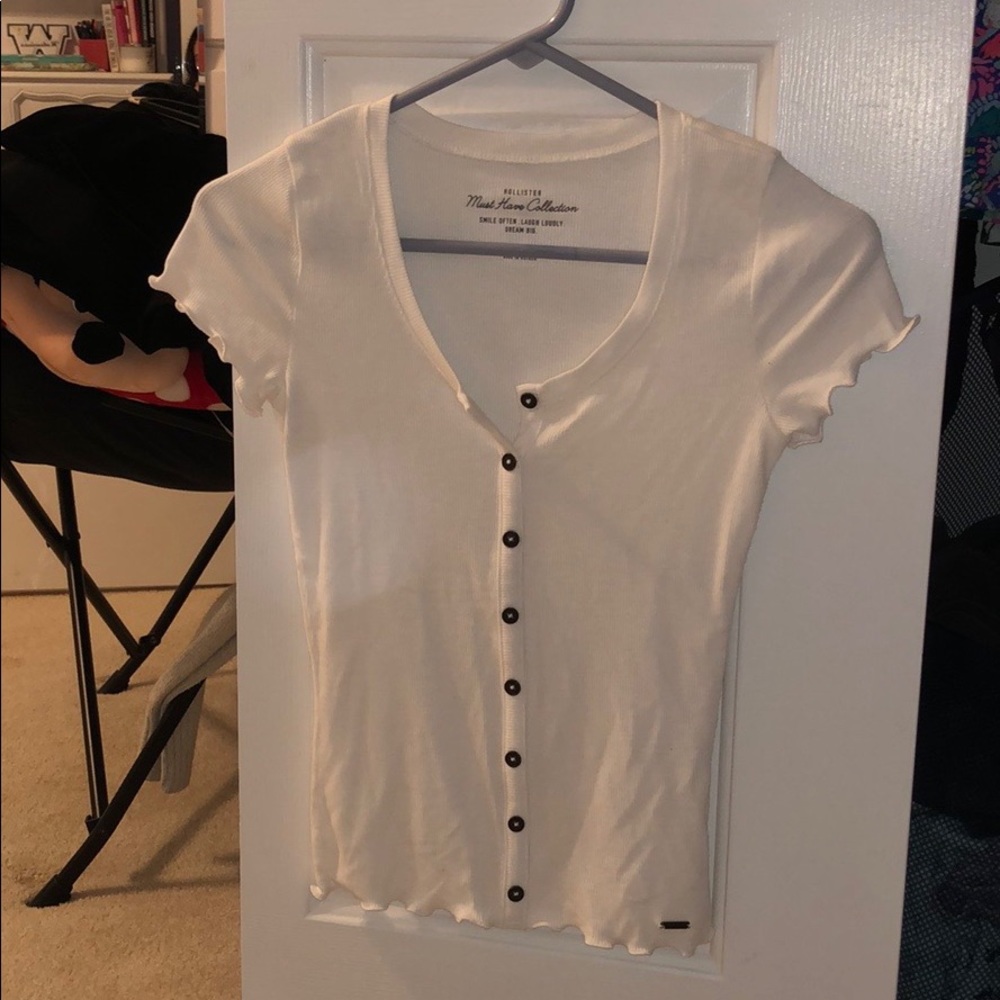 NWOT Hollister white button down slim shirt
